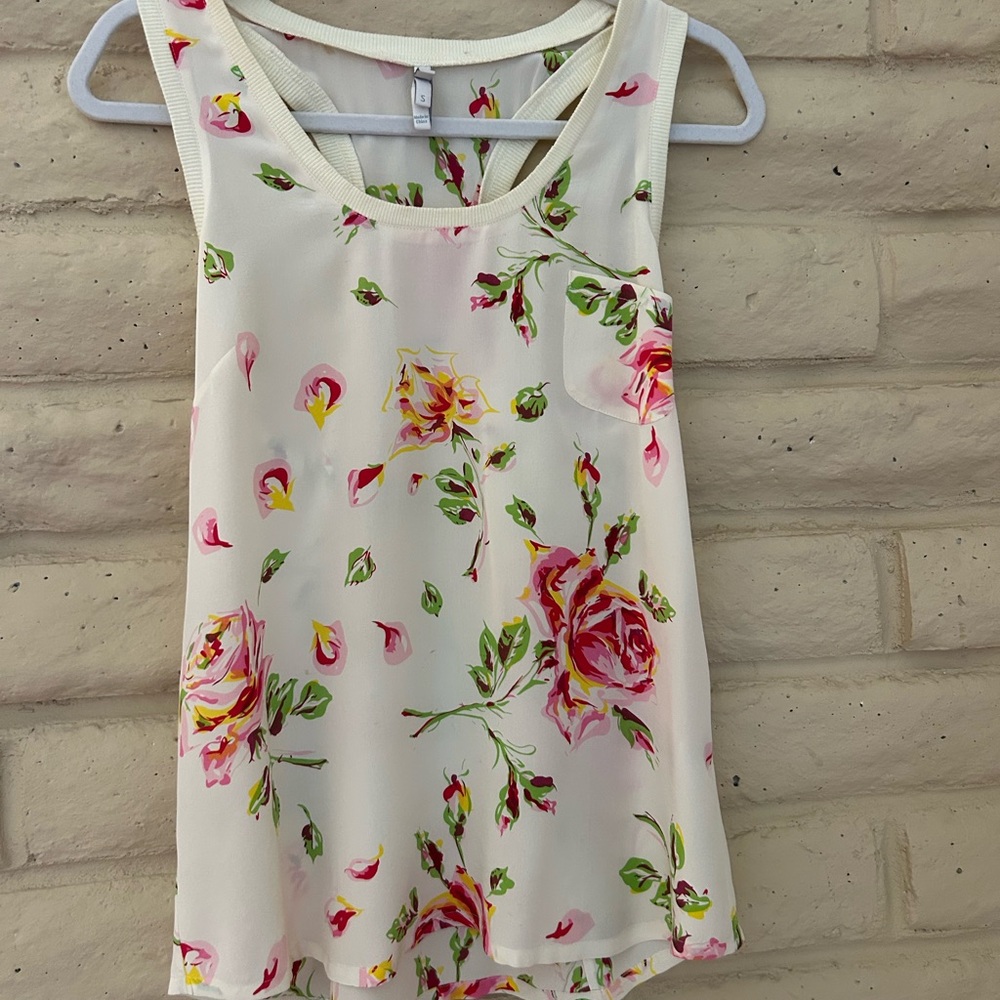 Joie White Floral Sleeveless Blouse